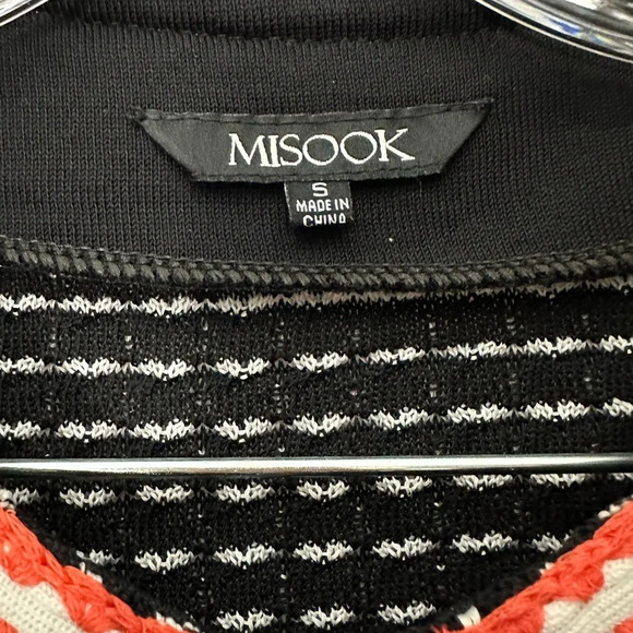 Misook Jacket Black And White Orange Detail Hook Closure 3/4 Sleeve Size Small - Picture 3 of 4
